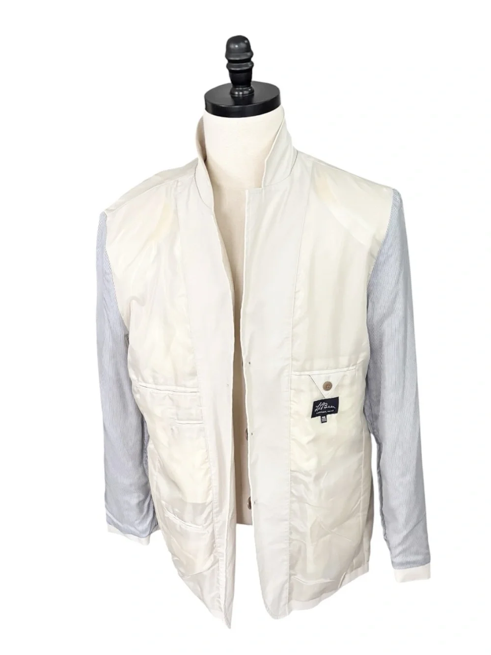 L.L. Bean signature collection plain weave tan blazer in Soapstone | size 46R
